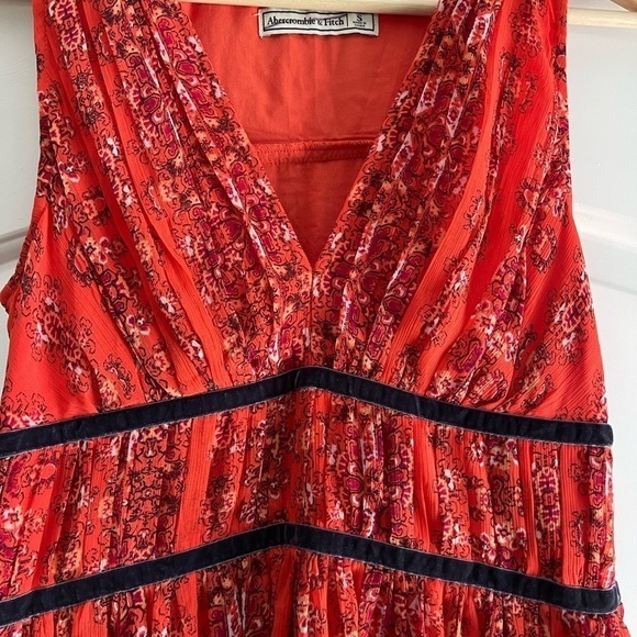 Abercrombie & Fitch Burnt Orange Floral Chiffon Dress - S - Picture 3 of 5